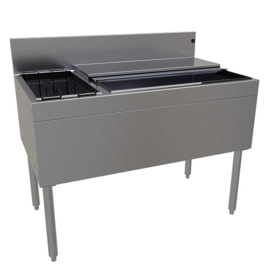 Product image #1 for Glastender 42-Inch x 24-Inch Underbar Ice Bin/Cocktail Unit with Left Bottle Well and 10-Circuit Cold Plate