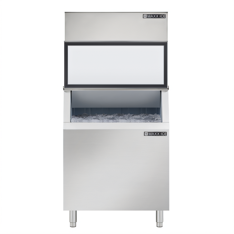 Product image #1 for Maxx Ice 30-Inch Modular Full Dice Ice Machine with 580 lb Storage Bin, Air-Cooled, Stainless Steel
