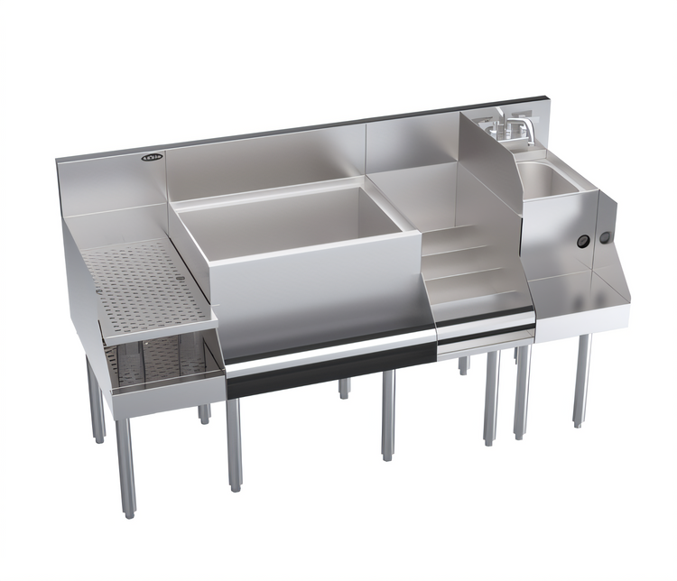 Product image #1 for Royal Series 60-Inch Underbar Ice Bin/Cocktail Station with 24-Inch Ice Bin, Blender Station, Liquor Display, and 10-Circuit Cold Plate