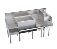 Royal Series 60-Inch Underbar Ice Bin/Cocktail Station with 24-Inch Ice Bin, Blender Station, Liquor Display, and 10-Circuit Cold Plate