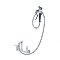 T&S Brass B-0167-02 Wall Mount Mixing Pre-Rinse Spray Assembly, 8-Inch Adjustable Centers, 72-Inch Hose