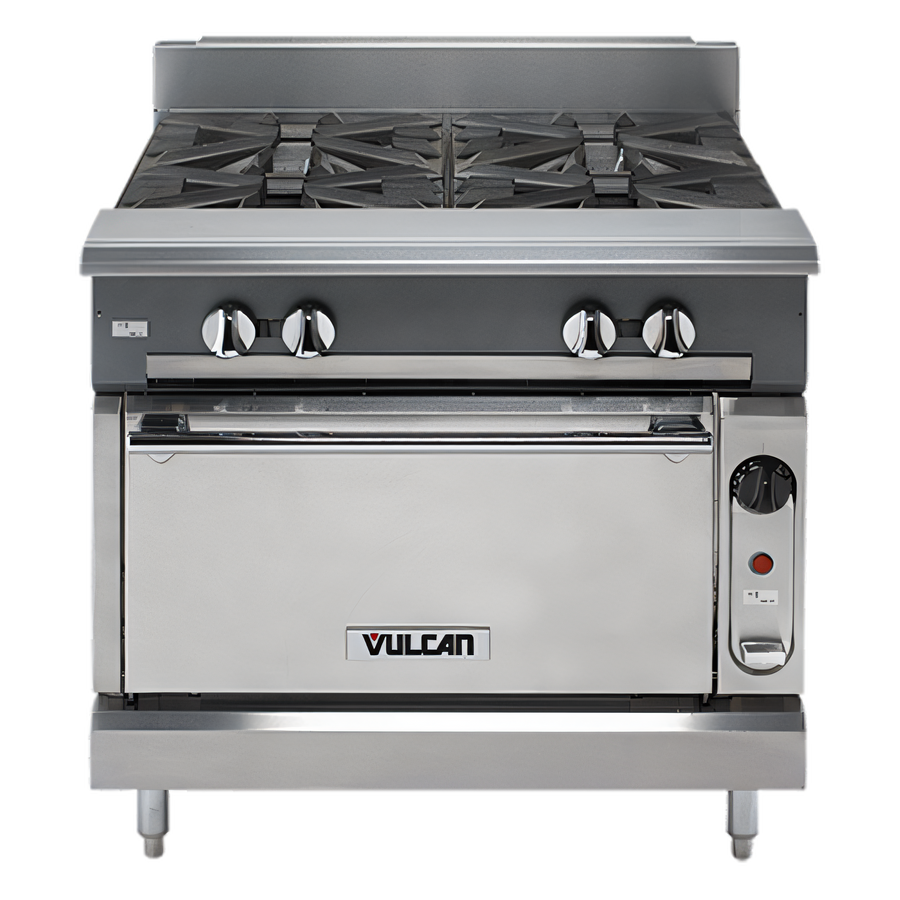 Product image #1 for Vulcan V Series 36-Inch Heavy Duty Gas Range with 2 Open Burners, 24-Inch Manual Griddle and Convection Oven Base