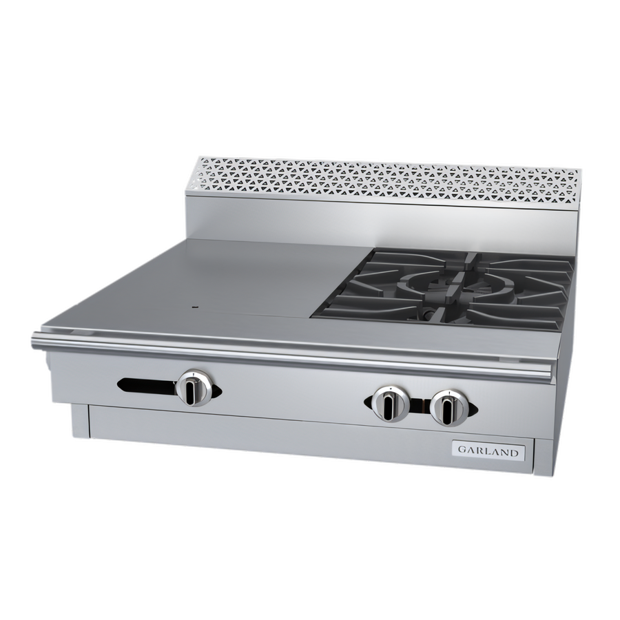 Product image #1 for Garland Cuisine 36-Inch Heavy Duty Modular Top Natural Gas Combination Top Range with 2 Open Burners and 18-Inch Hot Top