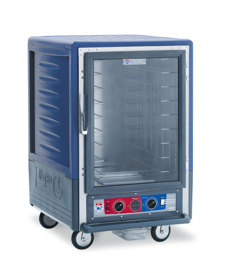 Product image #1 for Metro C5 3 Series Low-Watt Half-Height Combination Heated Holding and Proofing Cabinet with Blue Insulation Armour and Clear Polycarbonate Door