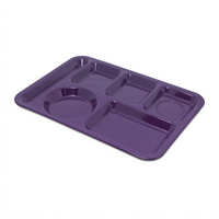 Purple Left-Handed 6-Compartment Melamine Compartment Tray, 14 x 10 Inches