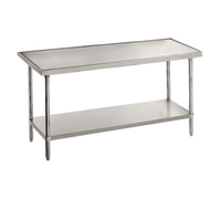 Advance Tabco 96-Inch x 48-Inch 14 Gauge 304 Stainless Steel Work Table with Countertop No-Drip Edge, Galvanized Undershelf, and Galvanized Legs