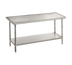 Thumbnail image #1 for Advance Tabco 96-Inch x 48-Inch 14 Gauge 304 Stainless Steel Work Table with Countertop No-Drip Edge, Galvanized Undershelf, and Galvanized Legs