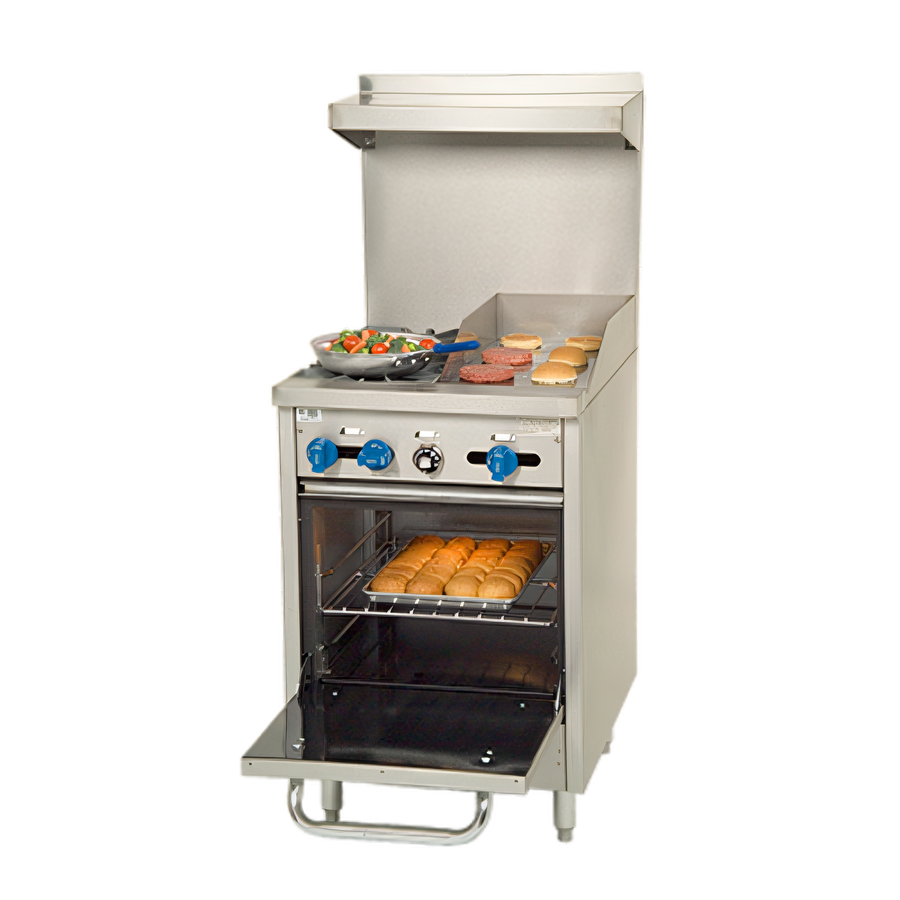 Product image #1 for Comstock-Castle 24-Inch Wide Commercial Gas Range with 2 Star Burners, 12-Inch Griddle, and Space-Saver Oven