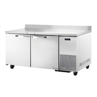 True SPEC Series 67.25-Inch 2-Section Deep Work Top Freezer with Stainless Steel Doors and Rear Splash