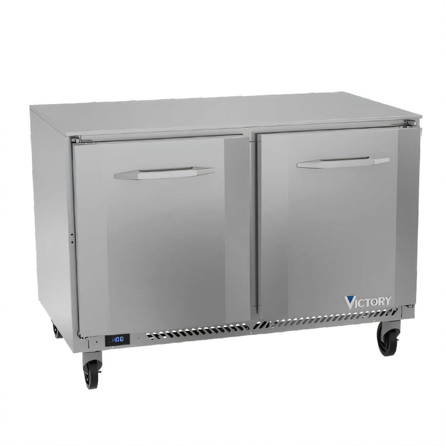 Product image #1 for Victory Refrigeration VUF48HC V-Core Two-Section Undercounter Freezer, 48 Inch, Rear-Mounted Self-Contained, 11.04 Cu. Ft.