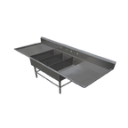 Thumbnail image #1 for John Boos Pro-Bowl 3PB1431-2D30 3-Compartment Platter Sink with Left & Right 30-Inch Drainboards, 16-Gauge Stainless Steel, 105-1/4-Inch Wide