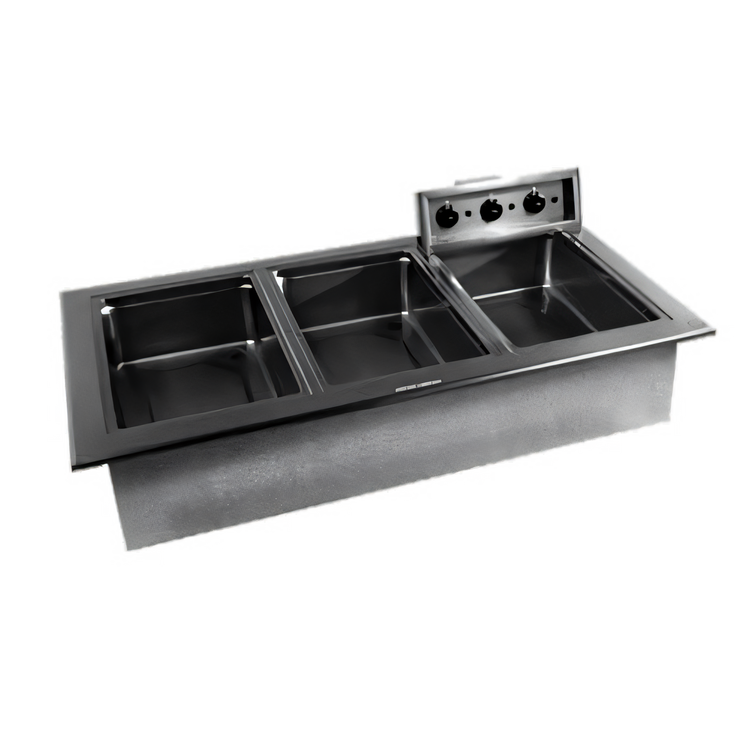 Product image #1 for Narrow Drop-In Electric Hot Food Well, 3 Full-Size Pans, Wet/Dry, No Drain