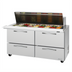 Thumbnail image #1 for Turbo Air PRO Series 60-Inch Stainless Steel Mega Top Sandwich/Salad Prep Table with 4 Drawers