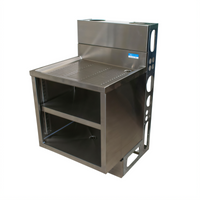 BK Resources 30-Inch Underbar Glass Rack Cabinet with Drainboard Top, Open Front Base, and Adjustable Shelf