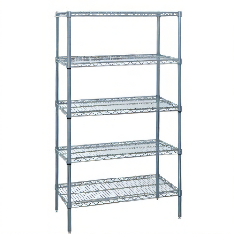 Product image #1 for Quantum 5-Shelf Stationary Wire Shelving Starter Kit, 60 x 24 x 86 in, Gray Epoxy Antimicrobial Finish
