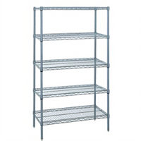 Quantum 5-Shelf Stationary Wire Shelving Starter Kit, 60 x 24 x 86 in, Gray Epoxy Antimicrobial Finish