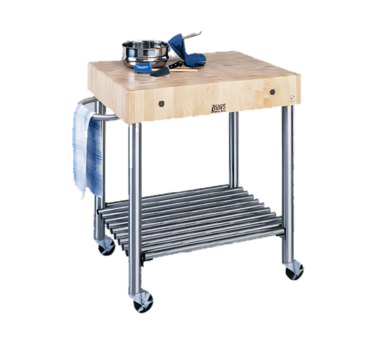 Product image #1 for John Boos Cucina D'Amico 30" x 24" Maple End-Grain Butcher Block Cart with Stainless Steel Base
