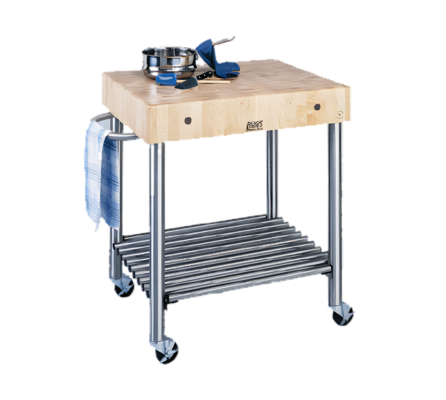 Product image #1 for John Boos Cucina D'Amico 30" x 24" Maple End-Grain Butcher Block Cart with Stainless Steel Base