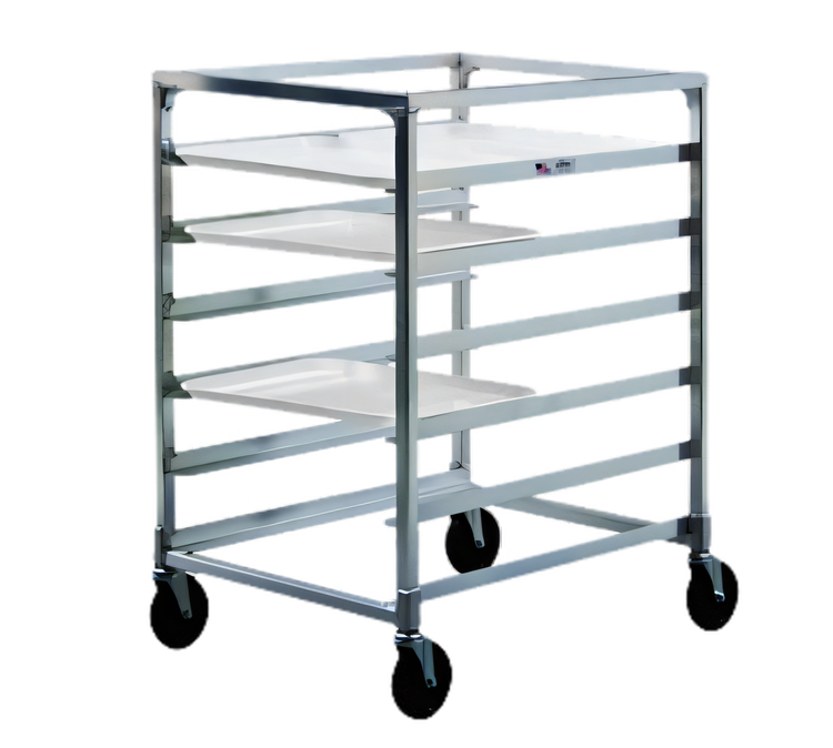 Product image #1 for New Age Mobile Half-Height Double-Deep Side-Loading Aluminum Tray Rack for 12 15" x 20" Trays