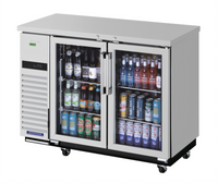 Turbo Air Super Deluxe Narrow Back Bar Cooler, 2 Glass Doors, 12.2 Cu. Ft., Self-Contained Side-Mount, Stainless Steel