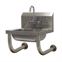 Advance Tabco Wall Mounted Hand Sink with 14 x 10 x 5 Inch Bowl, Gooseneck Faucet and Tubular Support