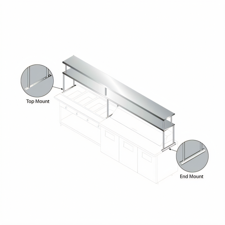 Product image #1 for Advance Tabco Double Overshelf for Existing Equipment, 48 x 18 Inches, 18/430 Stainless Steel