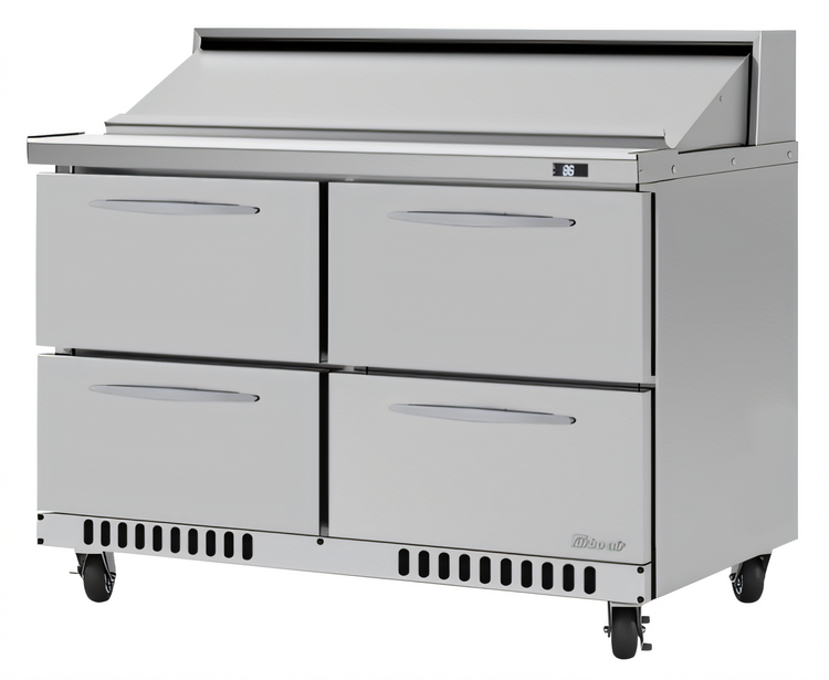 Product image #1 for Turbo Air PRO Series 48 1/4-Inch Wide Two-Section 4-Drawer Sandwich/Salad Prep Table, Front Breathing, Stainless Steel, 11.1 Cu. Ft.