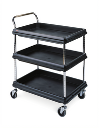 Metro Deep Ledge 3-Tier Adjustable Polymer Bus Cart with Open Base