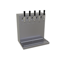 Glastender Wall-Mount Glycol-Cooled Draft Dispensing Tower with 5 Stainless Steel Faucets