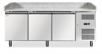Omcan 79-1/2-Inch Granite Top Refrigerated Pizza Prep Table, 3-Door, 20.5 Cu. Ft.