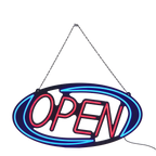 Thumbnail image #1 for ATSMFG Mama Lucy MLY-OPEN-O/B-XL ATS MFG Oval LED OPEN Sign, Blue with Red Message, 31 x 15 in, Remote Control Case of 5