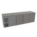 Thumbnail image #1 for Glastender, Inc. C1FL92-UC Front-Serviced Undercounter Cooler, 92-Inch, Four-Section, Self-Contained R290, Stainless Steel Interior, Black Exterior