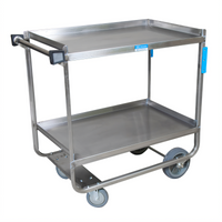 BK Resources Heavy-Duty 2-Tier Stainless Steel Utility Bus Cart with Casters