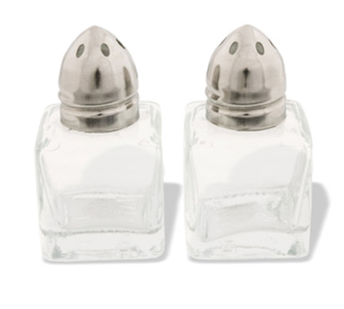 Product image #1 for Crestware 1/2 oz Cube Glass Salt and Pepper Shaker with Chrome Bullet Cap