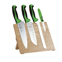 Mercer Culinary Millennia Colors 5-Piece Magnetic Knife Board Set, Green Handles