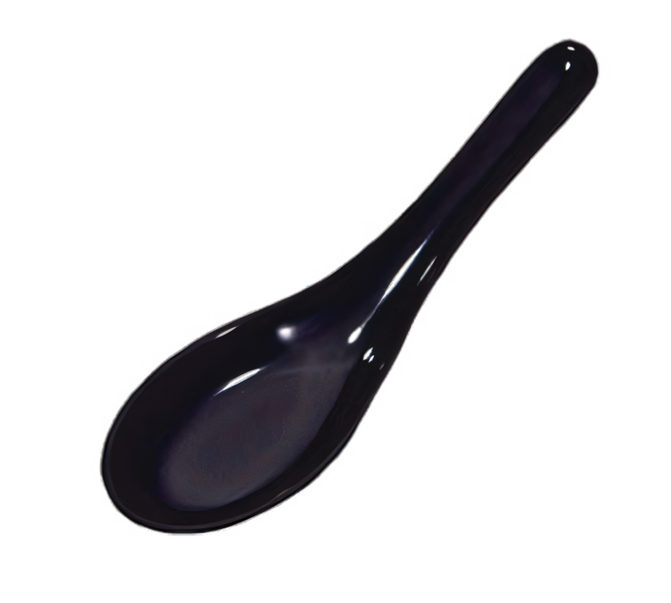 Product image #1 for Black Melamine Chinese Soup Spoon, 5-5/8 Inch, 1 oz Capacity, Case of 12 Dozen