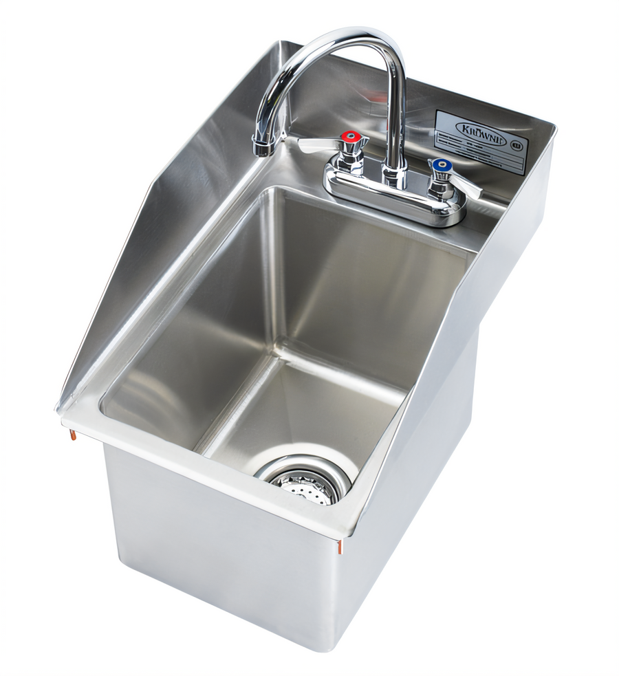 Product image #1 for Krowne Drop-In Stainless Steel Hand Wash Sink with Faucet, 12 x 18 Inches, 10-Inch Deep Compartment