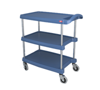 Metro myCart Series 3-Shelf Open Base Polymer Utility Cart, Blue, 400 lb. Capacity