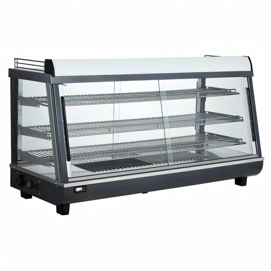 Product image #1 for Omcan 47-Inch Countertop Self-Service Heated Hot Food Display Case with Straight Glass Front, 6.6 Cu. Ft.