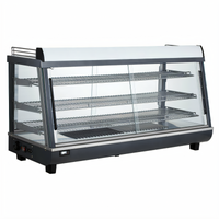 Omcan 47-Inch Countertop Self-Service Heated Hot Food Display Case with Straight Glass Front, 6.6 Cu. Ft.