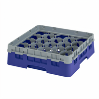 Cambro Camrack Full Size 20-Compartment Glass Rack with Soft Gray Extender, Navy Blue