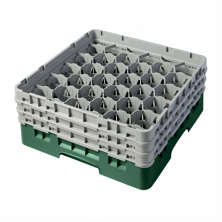 Product image #2 for Cambro Camrack Full-Size 30-Compartment Glass Rack with 3 Extenders, Sherwood Green