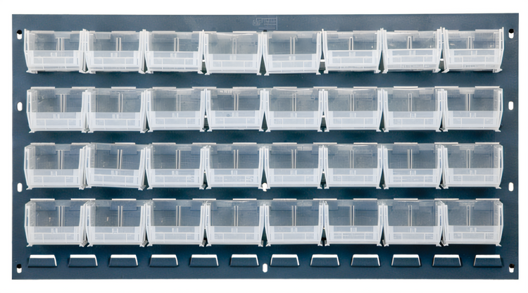 Product image #1 for Quantum Wall-Mounted Louvered Panel Starter Unit with 32 Clear Bins, 36 x 8 x 19 Inches