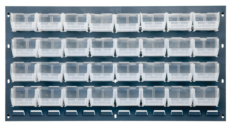 Product image #1 for Quantum Wall-Mounted Louvered Panel Starter Unit with 32 Clear Bins, 36 x 8 x 19 Inches