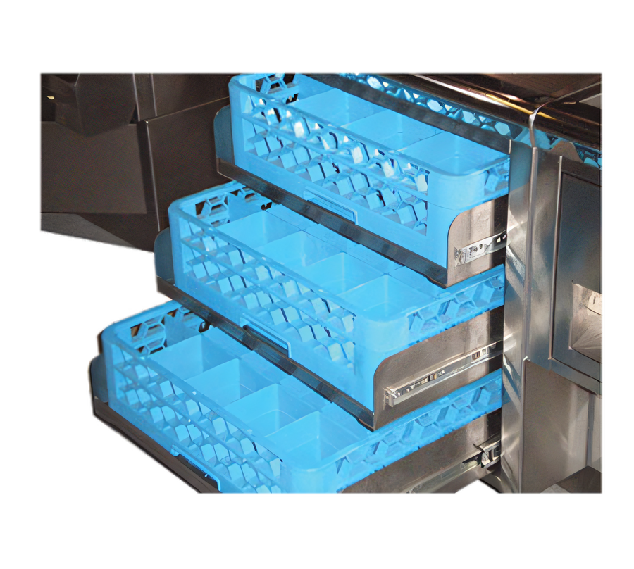 Product image #1 for Stainless Steel Full-Extension Roller Slides for Prestige Glass Rack Storage Cabinets