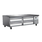 Thumbnail image #1 for Serv-Ware CB72-HC 74-Inch 4-Drawer Refrigerated Chef Base, Stainless Steel, Side-Mounted Self-Contained Refrigeration