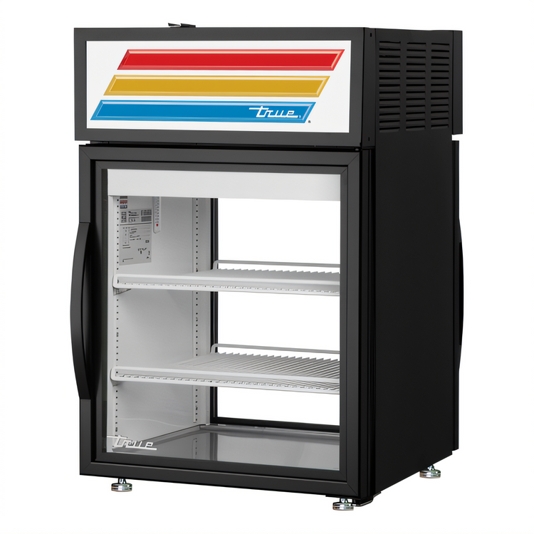 Product image #1 for True Countertop Pass-Thru Glass Door Merchandiser Refrigerator, Black