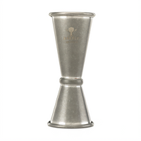 Barfly Japanese Style Stainless Steel Jigger with Internal Marking Lines, 1 oz. x 1-1/2 oz., Vintage Finish