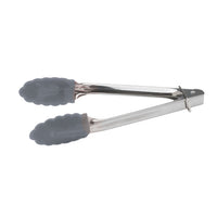 Winco 7-Inch Non-Scratch Stainless Steel Locking Utility Tongs with Silicone Tips