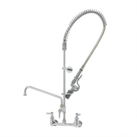 EasyInstall 8-Inch Wall Mount Pre-Rinse Unit with Add-On Faucet, 12-Inch Swing Nozzle and 0.65 GPM Spray Valve